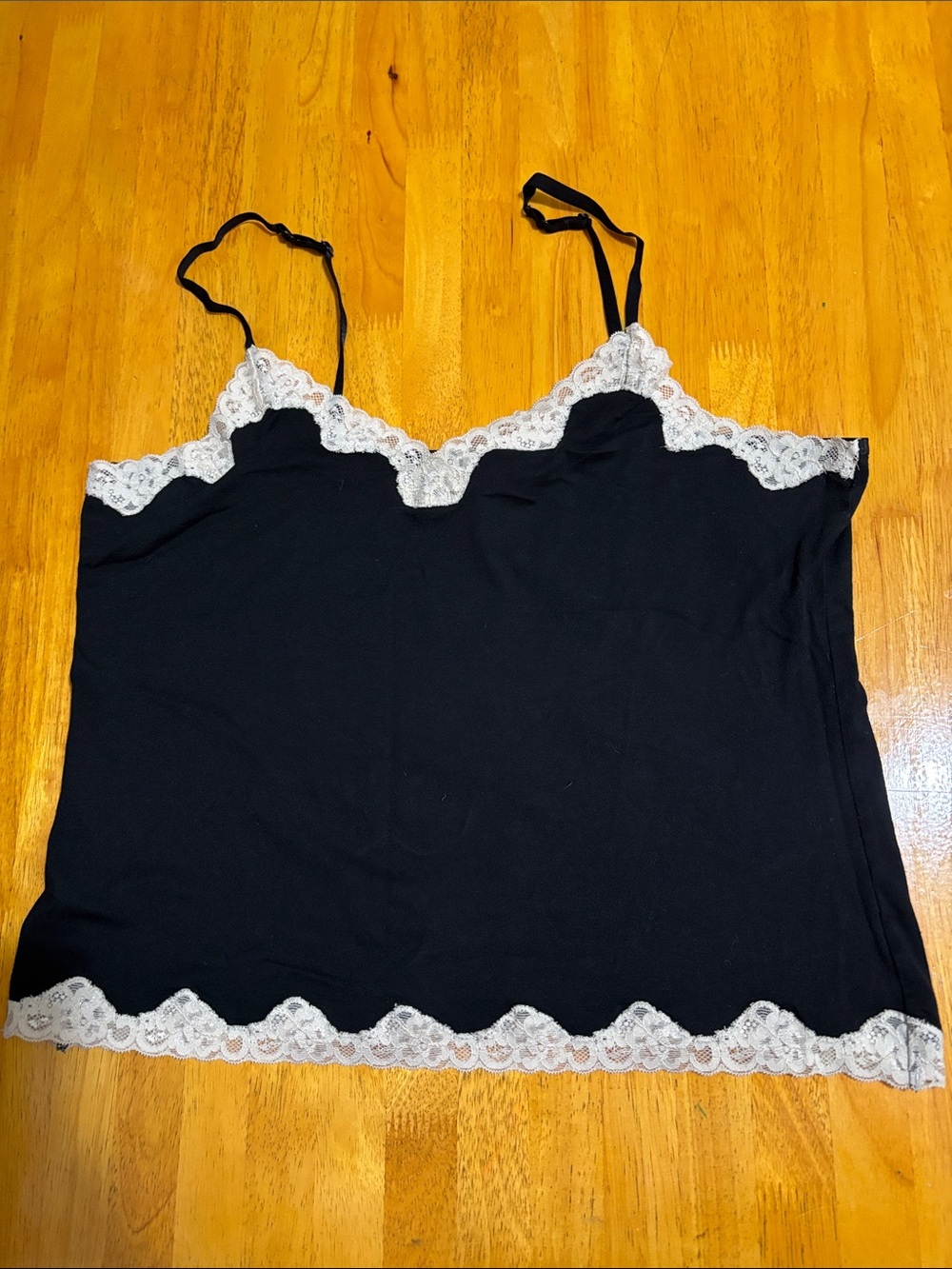Banana Republic Black Cami with White Lace Trim